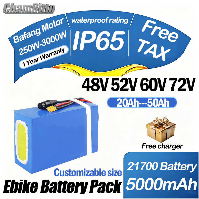 72V 50Ah 21700 Lithium Battery - Аккумулятор для электровелосипеда 60В 72В 2000Вт,