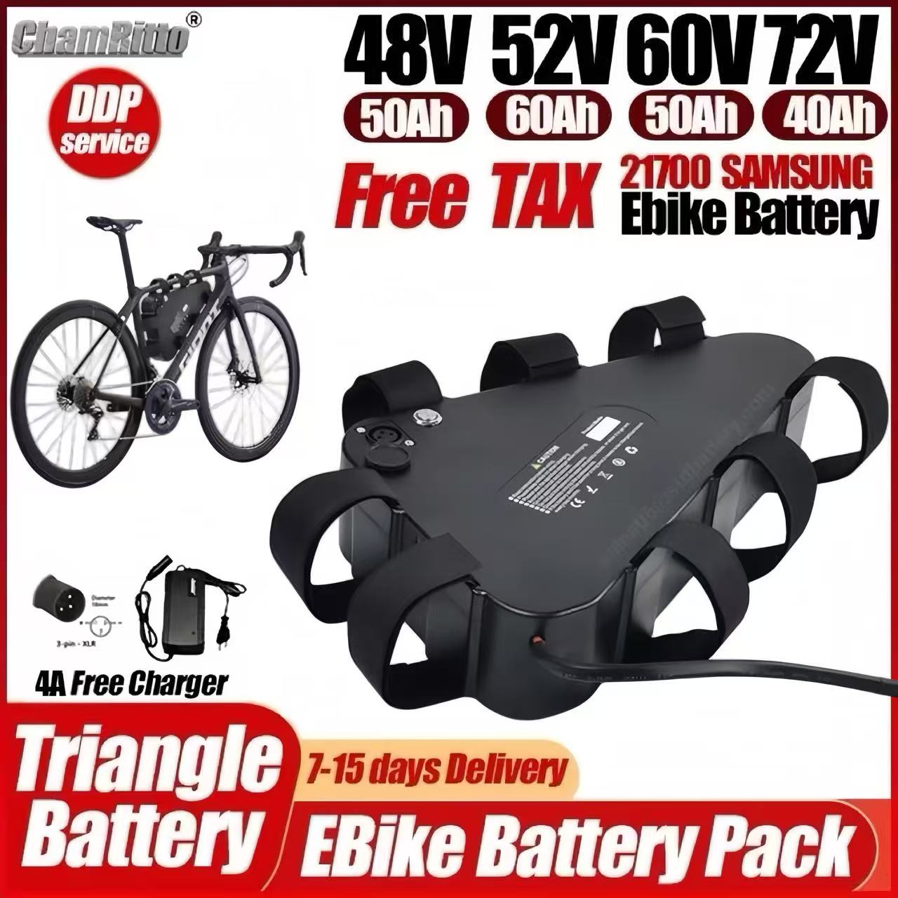 Аккумулятор для электровелосип – обзор и цена 72V 50Ah 21700 Lithium Battery